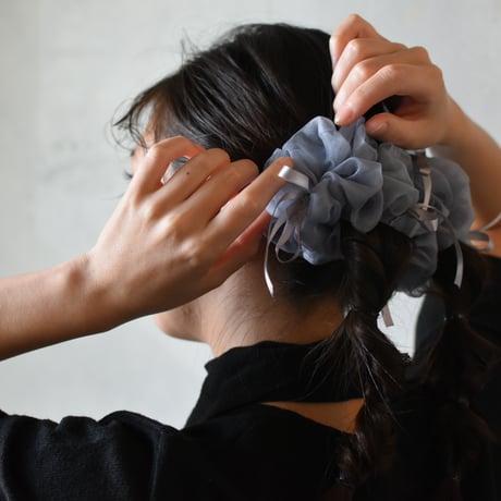 ribbon organdy chouchou （gray）