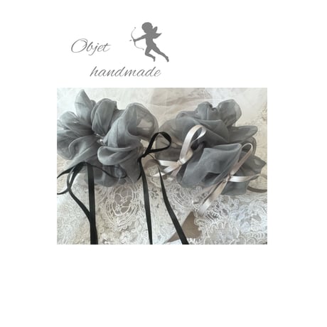 ribbon organdy chouchou （gray）