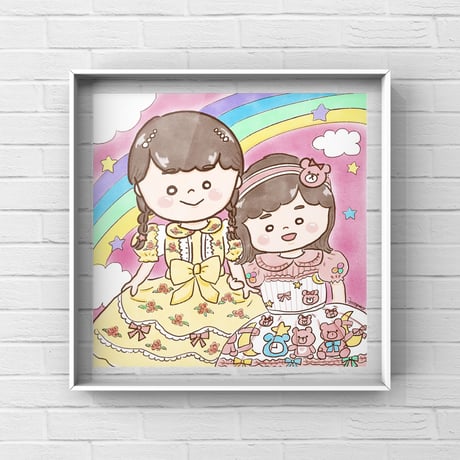 似顔絵 イラスト 手描き イラスト似顔絵オーダー （呆気衣&みのもまりかイラストグッズ