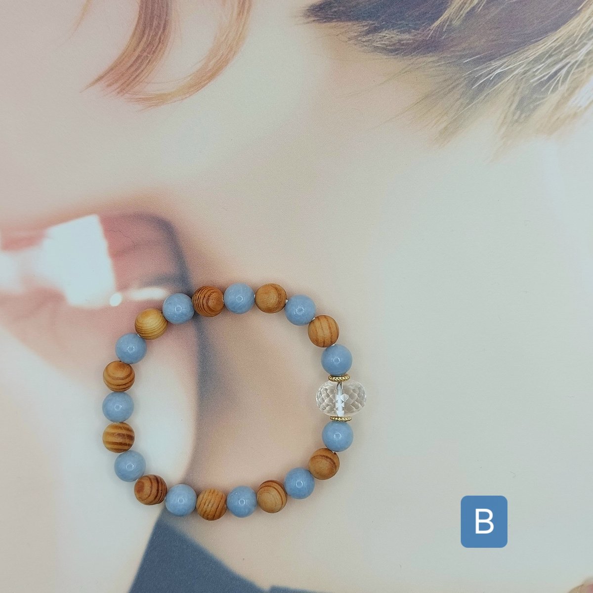 【香ページ】「天使の石」エンジェライトのマニ車彫りのブレスレット❣️ 香ページ】「天使の石」エンジェライトのマニ車彫りの