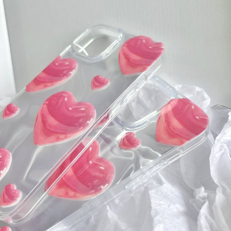 Shiny pink heart iPhone case