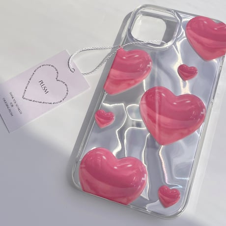 Shiny pink heart iPhone case