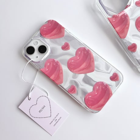 Shiny pink heart iPhone case