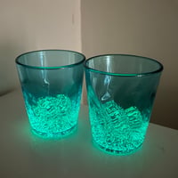 耐熱琉球ガラス　グラス小 (波模様）蓄光入り