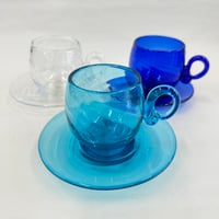 耐熱琉球ガラス　コーヒーカップ＆ソーサー (波模様）