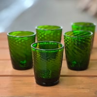 耐熱琉球ガラス　グラス小 (波模様） 濃い緑