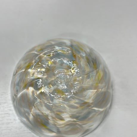 （非耐熱）琉球ガラス　アサイーボウル　白×水色×黄色