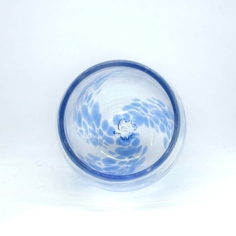 耐熱琉球ガラス　たるグラス  （透明に青）