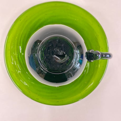 耐熱琉球ガラス　コーヒーカップ＆ソーサー (波模様）