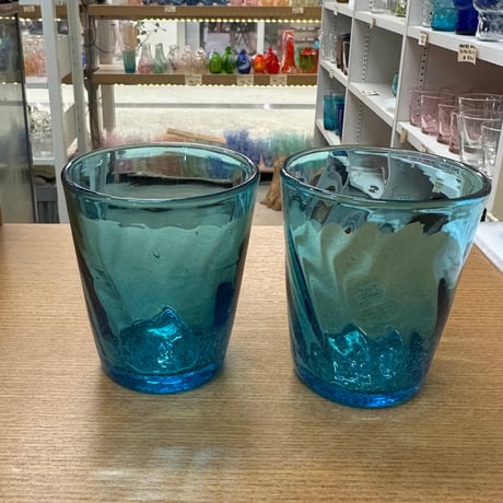 耐熱琉球ガラス　グラス小 (波模様）蓄光入り