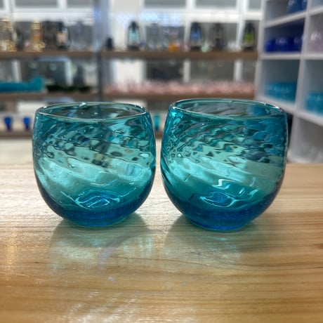 耐熱琉球ガラス　たるグラス(波模様）蓄光入り