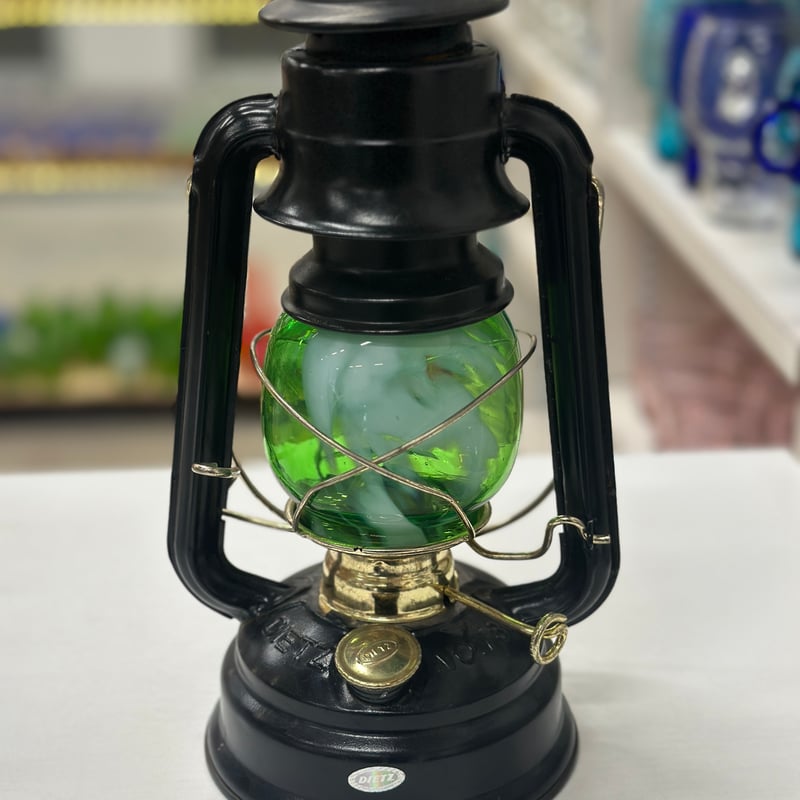 非耐熱）琉球ガラスランタングローブ （青空シリーズ）緑色×白 | 耐熱