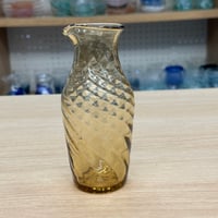 耐熱琉球ガラス　注ぎ口付き徳利（アンバー）  波模様