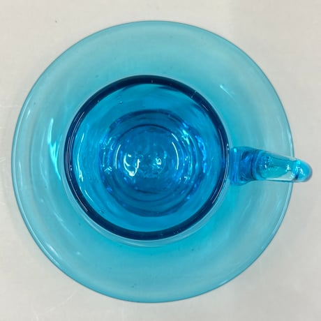 耐熱琉球ガラス　コーヒーカップ＆ソーサー (波模様）