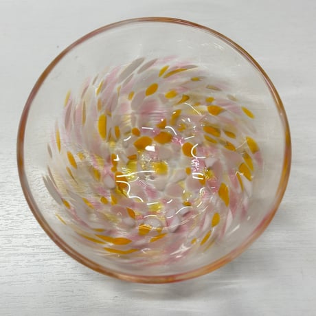 （非耐熱）琉球ガラス　アサイーボウル　オレンジ×ピンク