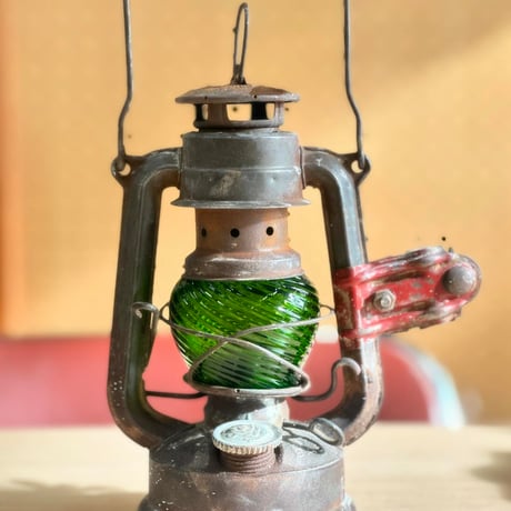 耐熱琉球ガラス　ミニ　ランタングローブ 濃い緑(波模様）