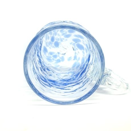 耐熱琉球ガラス　凸凹（でこぼこ）マグカップ （透明に青）