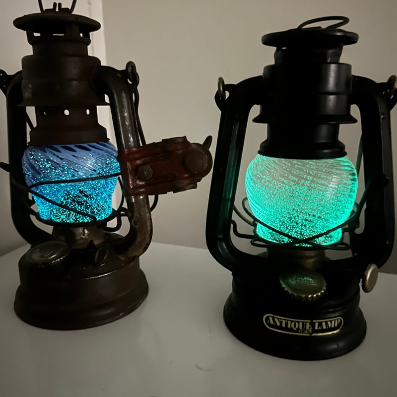 耐熱琉球ガラス 「蓄光シリーズ」ミニ ランタングローブ（波模様