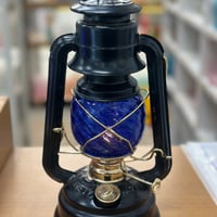 （非耐熱）琉球ガラス　（仮）オーシャンシリーズ　ランタングローブ（波模様・青）