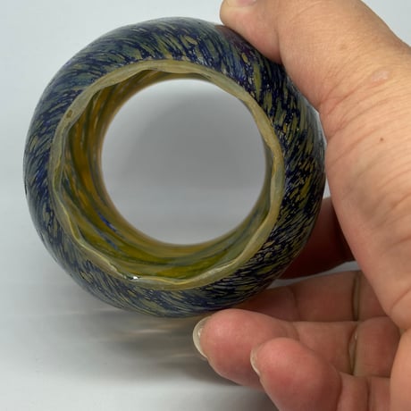 （非耐熱）琉球ガラス　（仮）オーシャンシリーズ　ランタングローブ（波模様・黄）