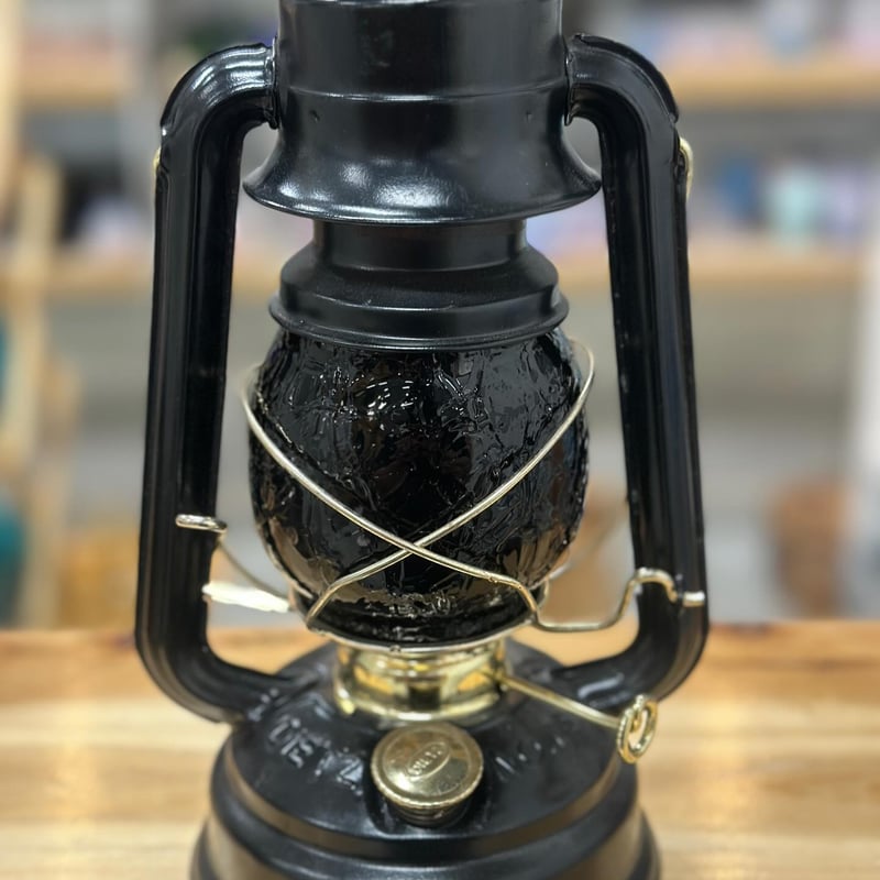 非耐熱）琉球ガラスランタングローブ アイスクラック（ブラック