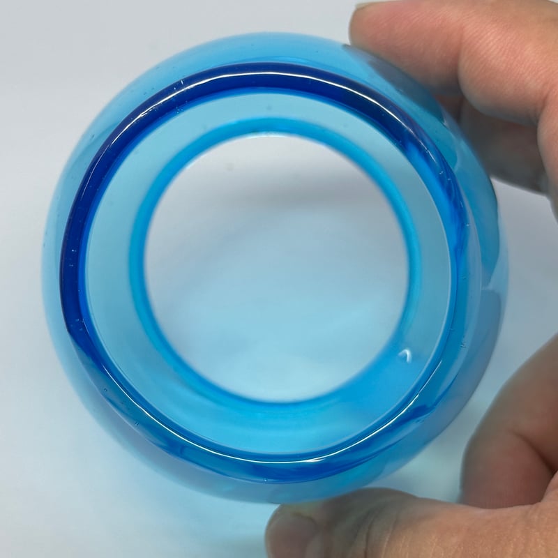 非耐熱）琉球ガラスランタングローブ （青空シリーズ） 水色×白 | 耐熱