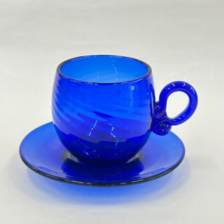 耐熱琉球ガラス　コーヒーカップ＆ソーサー (波模様）