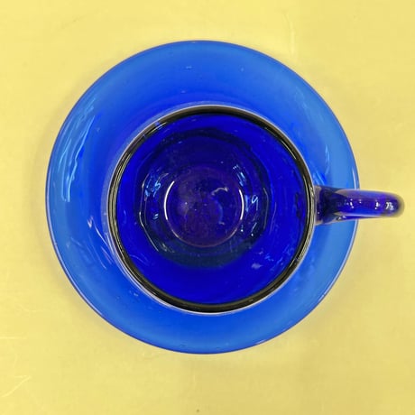 耐熱琉球ガラス　コーヒーカップ＆ソーサー (波模様）