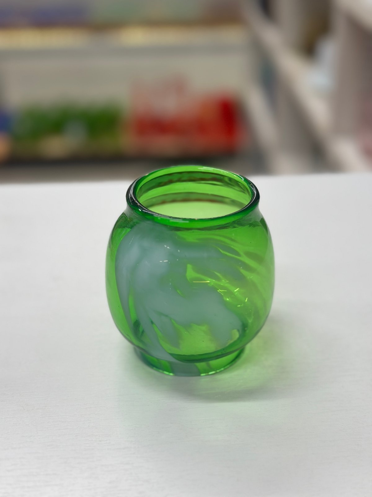 非耐熱）琉球ガラスランタングローブ （青空シリーズ）緑色×白 | 耐熱