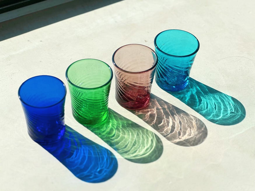 (未使用)琉球ガラスポッド 美品・未使用】琉球ガラス；ガラス鉢・金魚鉢・水鉢（ガラス