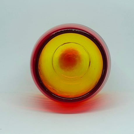（非耐熱）琉球ガラス　たるカップ波模様 （赤→オレンジグラデ）