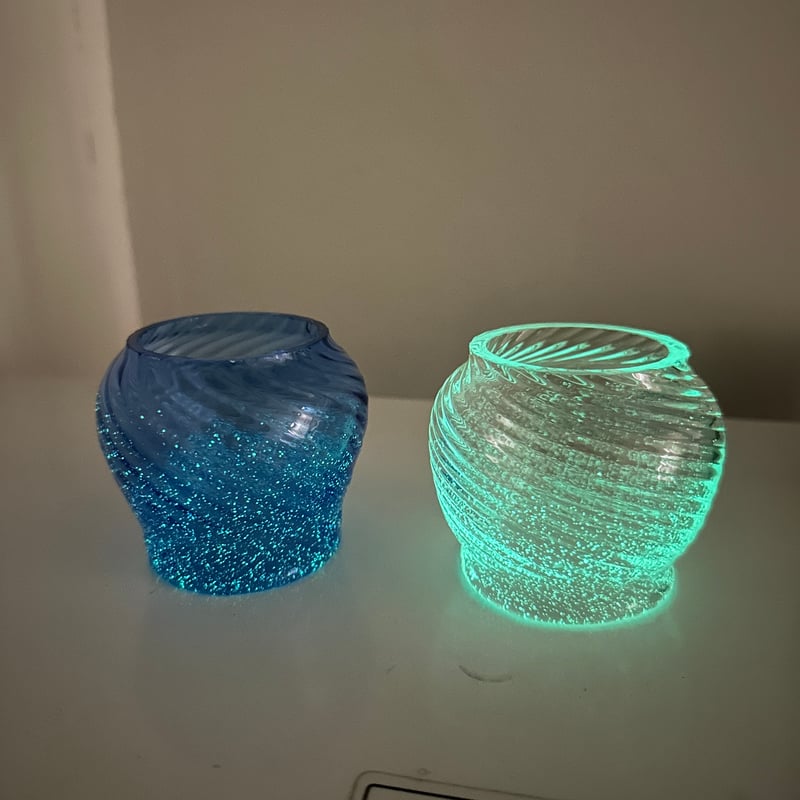 耐熱琉球ガラス 「蓄光シリーズ」ミニ ランタングローブ（波模様