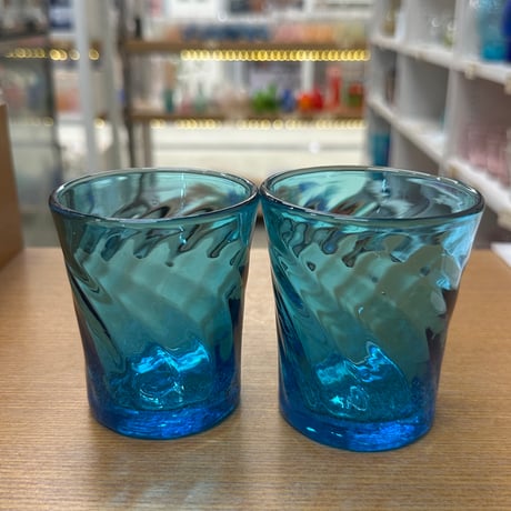 耐熱琉球ガラス　反りグラス（波模様） 蓄光入り