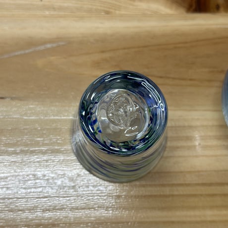 （非耐熱）琉球ガラス　徳利とお猪口（１客）セット（青色×白×緑色×紫） 蓄光入り