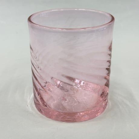 耐熱琉球ガラス　限定カラー「春風ピンク」ロックグラス （波模様）