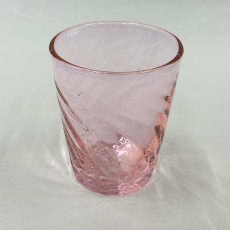 耐熱琉球ガラス　限定色　春風ピンク　グラス小 (波模様）