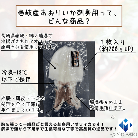 壱岐の海が育んだ一級品『壱岐産あおりいか刺身用・約200ｇＵＰ』