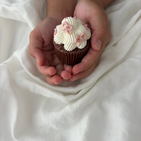リボンカップケーキ　ピンク【単品】