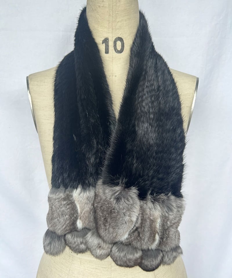 ミンクヤーンチンチラ付きマフラー | 小部産業株式会社 毛皮部 