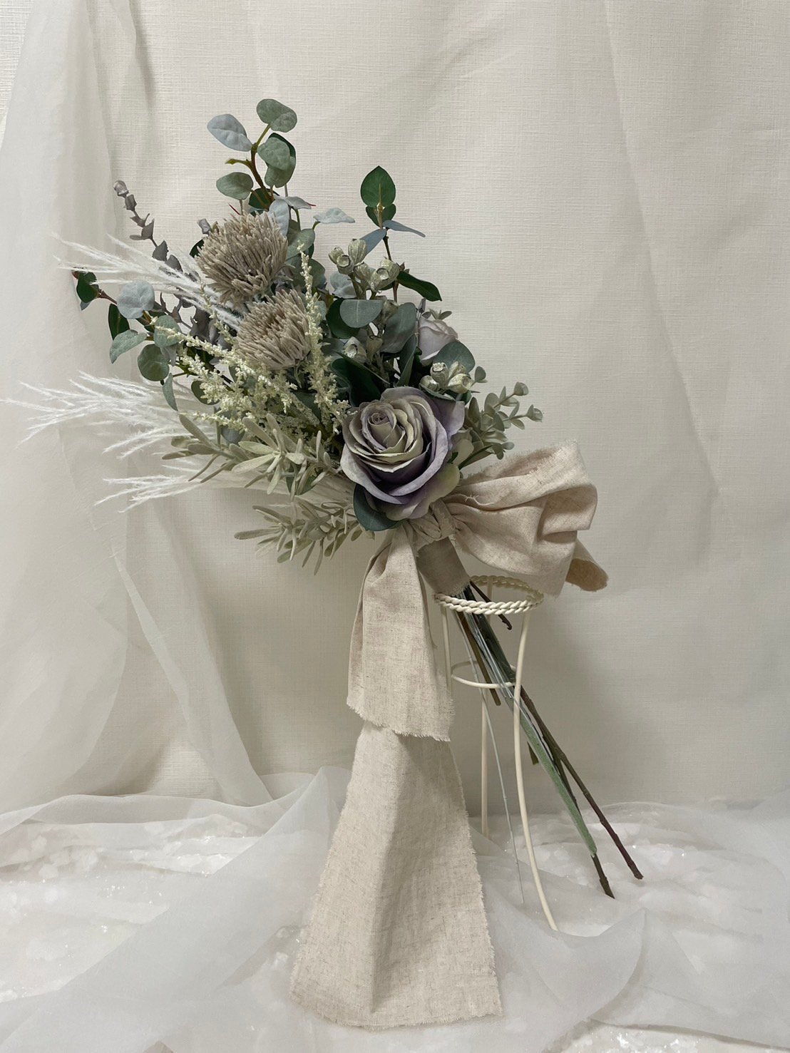 ウエディングクラッチブーケ【受注生産品】WHITE×GREEN×PURPLE