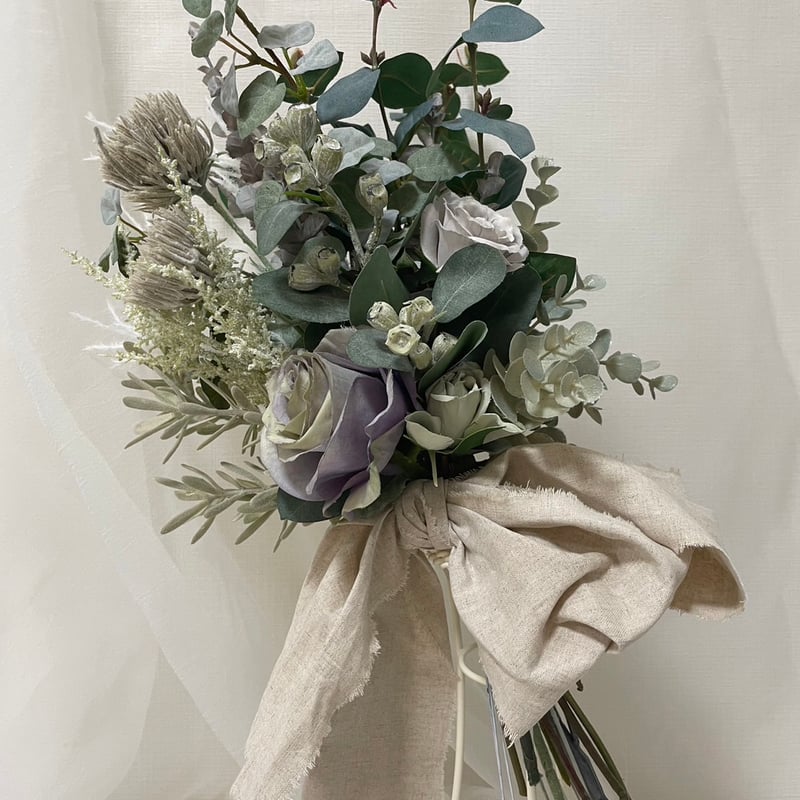 ウエディングクラッチブーケ【受注生産品】WHITE×GREEN×PURPLE