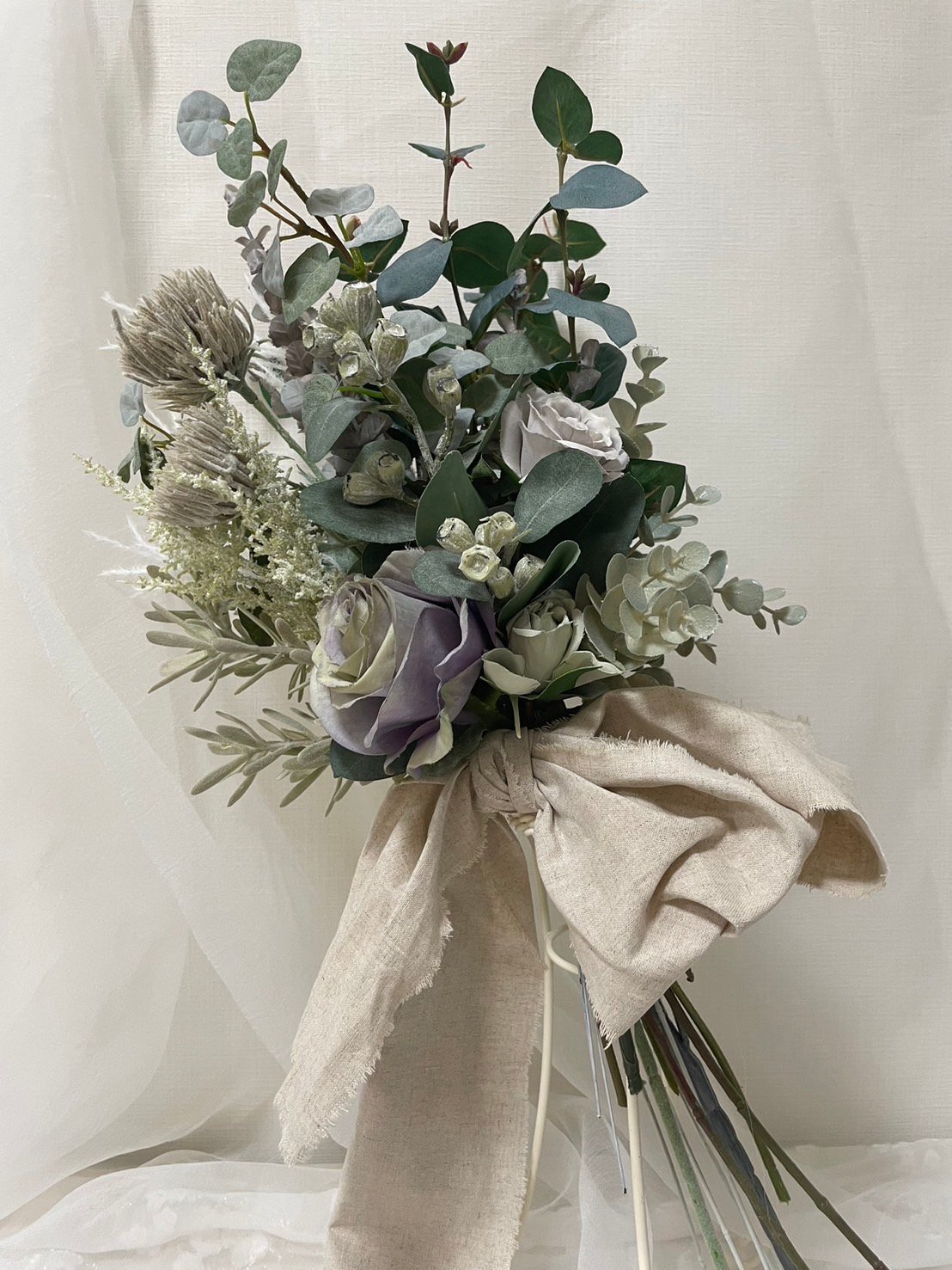 ウエディングクラッチブーケ【受注生産品】WHITE×GREEN×PURPLE