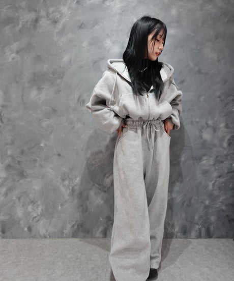フロントジップアップ スウェットセットアップ【GRAY】
