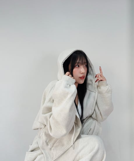 フロントジップアップ スウェットセットアップ【IVORY】