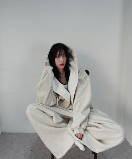 フロントジップアップ スウェットセットアップ【IVORY】