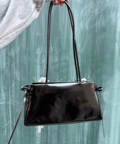 ロングハンドルチャームバッグ【BLACK】