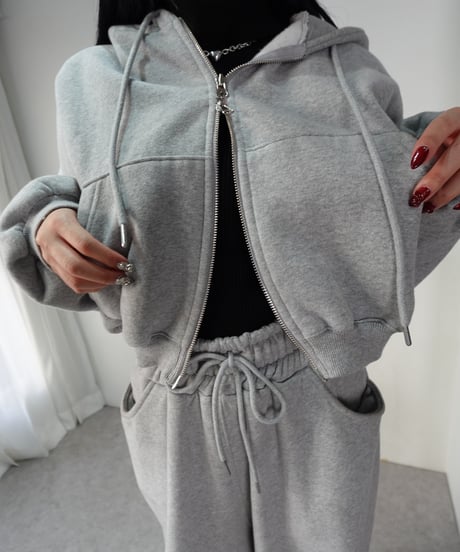 フロントジップアップ スウェットセットアップ【GRAY】