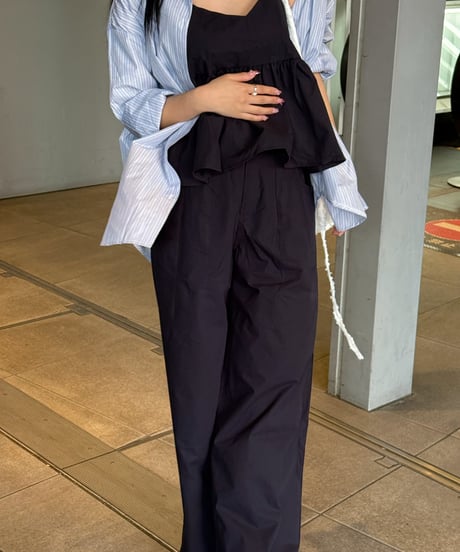 コットンペプラムセットアップ【NAVY】