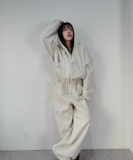 フロントジップアップ スウェットセットアップ【IVORY】