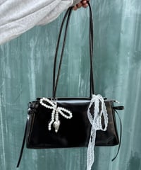 ロングハンドルチャームバッグ【BLACK】
